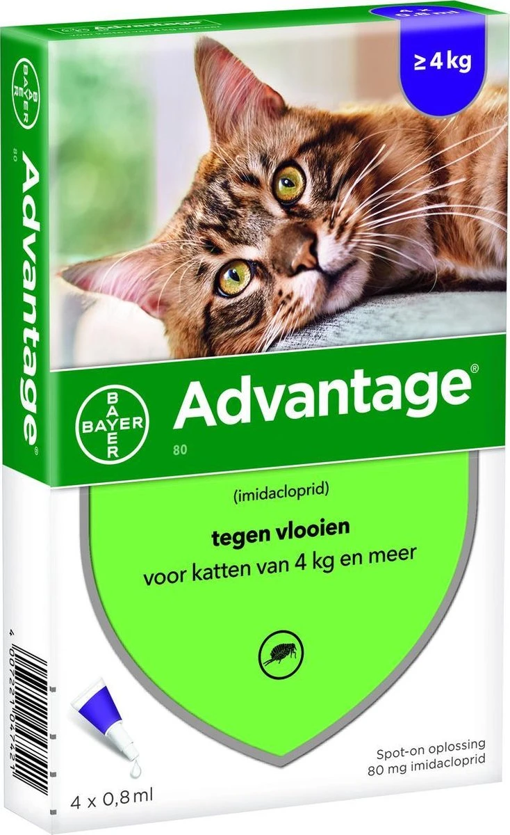 Bayer Anti Vlooienmiddel Advantage 80 > 4 Kg - 4 X 0,8 Ml 14 Bayer Anti Vlooienmiddel Advantage 80 > 4 Kg - 4 X 0,8 Ml - Afbeelding 14