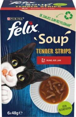 Felix Soup Tender Strips Met Rund, Kip & Lam - Katten Natvoer - 24 X 48g -Kattenbenodigdheden Winkel 781x1200 1