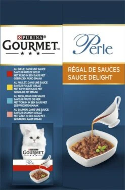 Gourmet Perle Sauce Delight - Kattenvoer Natvoer - Rund, Kip, Tonijn & Zalm - 48 X 85 Gr -Kattenbenodigdheden Winkel 789x1200 1