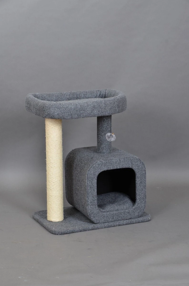 Katten Krabpaal Met Huisje | Grijs | 60 X 40 X 70 Cm Kattenboom Met Ligbed 7 Katten Krabpaal Met Huisje | Grijs | 60 X 40 X 70 Cm Kattenboom Met Ligbed - Afbeelding 7