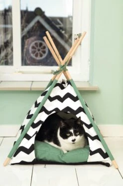 Beeztees Kioni Tipi Tent - Kattenhuis - Zwart/Wit - 50x50x70 Cm -Kattenbenodigdheden Winkel 800x1200 5
