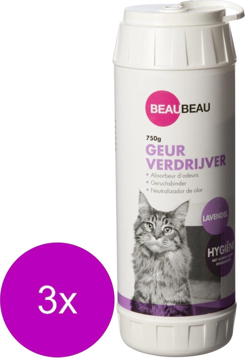 Beaubeau Kattenbak Geurverdrijver - Kattenbakreinigingsmiddelen - 3 X 750 G Lavendel 1 Beaubeau Kattenbak Geurverdrijver - Kattenbakreinigingsmiddelen - 3 X 750 G Lavendel