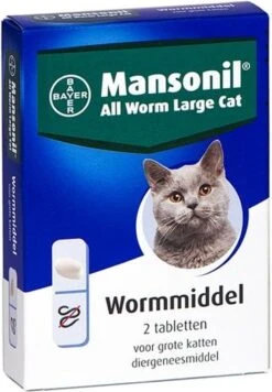 Mansonil All Worm Large Cat Ontworming - Grote Kat - 2 Tabletten -Kattenbenodigdheden Winkel 832x1200