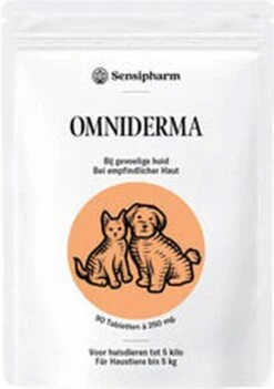 Sensipharm Omniderma Voor Kat, Hondje, Cavia, Konijn - Voedingssupplement Voor Huid En Vacht, Bij Jeuk, Eczeem & Hotspot - 90 Tabletten à 250 Mg -Kattenbenodigdheden Winkel 844x1200