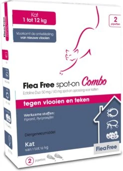 Flea Free Ectoline Duo Kat - Tegen Vlooien En Teken - 2 Pipetten -Kattenbenodigdheden Winkel 861x1200