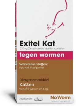 Exitel No Worm Ontwormingsmiddel - Kat 2 Tabl -Kattenbenodigdheden Winkel 862x1200
