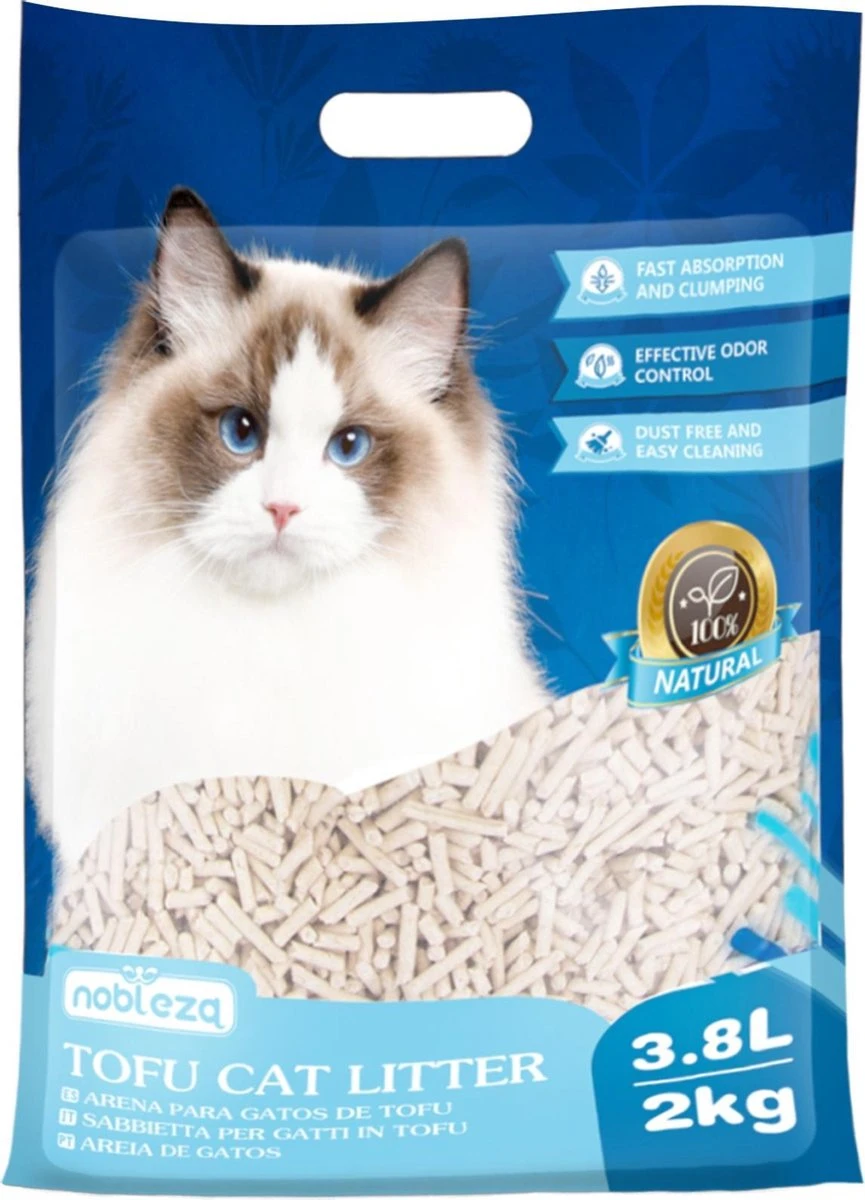 Nobleza 48REM - Tofu Kattenbakvulling - Snel Absorberend - 3.8 L - Klontvormend - 2 Kg 1 Nobleza 48REM - Tofu Kattenbakvulling - Snel Absorberend - 3.8 L - Klontvormend - 2 Kg