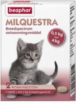 Beaphar Milquestra Ontworming Tabletten Kat 2 - 12 Kg 4 Tabletten -Kattenbenodigdheden Winkel 880x1200 1