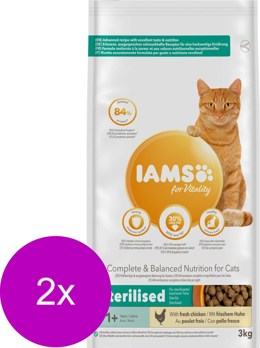 Iams Cat Adult Sterilised - Kattenvoer - 2 X Kip 3 Kg 3 Iams Cat Adult Sterilised - Kattenvoer - 2 X Kip 3 Kg - Afbeelding 3