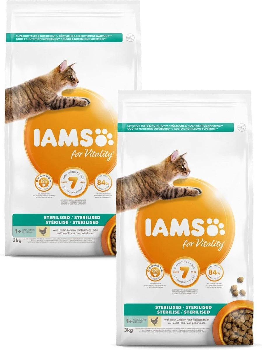 Iams Cat Adult Sterilised - Kattenvoer - 2 X Kip 3 Kg 1 Iams Cat Adult Sterilised - Kattenvoer - 2 X Kip 3 Kg