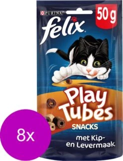 Felix PlayTubes - Kattensnacks - Kip & Lever - 8 X 50g -Kattenbenodigdheden Winkel 920x1200