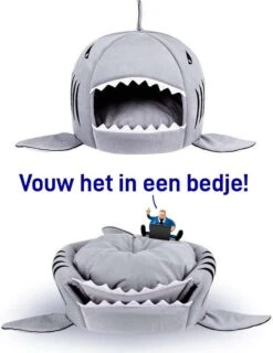 MikaMax Haai Hondenmand - Kattenmand - Dierenmand - Huisdierkussen - Mand Of Bed - Origineel - Extra Zacht Materiaal - 42 X 42 X 36 Cm -Kattenbenodigdheden Winkel 926x1200 2