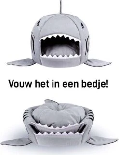 MikaMax Haai Hondenmand - Kattenmand - Dierenmand - Huisdierkussen - Mand Of Bed - Origineel - Extra Zacht Materiaal - 42 X 42 X 36 Cm -Kattenbenodigdheden Winkel 926x1200 3