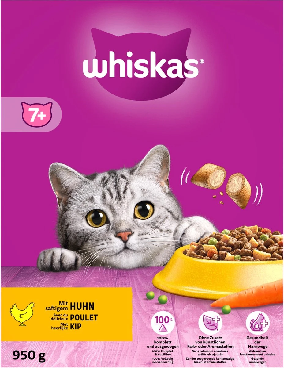 Whiskas 7+ Kattenbrokken - Kip - Doos 5 X 950 G 3 Whiskas 7+ Kattenbrokken - Kip - Doos 5 X 950 G - Afbeelding 3