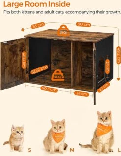Songmics Kattenbak, Kattenhuis, Met Deuren, Vintage Bruin-zwart -Kattenbenodigdheden Winkel 930x1200 2