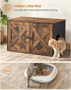 Songmics Kattenbak, Kattenhuis, Met Deuren, Vintage Bruin-zwart -Kattenbenodigdheden Winkel 952x1200