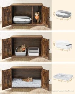 Songmics Kattenbak, Kattenhuis, Met Deuren, Vintage Bruin-zwart -Kattenbenodigdheden Winkel 960x1200 10