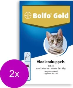 Bolfo Gold Kat 40 - Anti Vlooienmiddel - 2 X 4 Stuks 0 - 4 Kg -Kattenbenodigdheden Winkel 992x1200